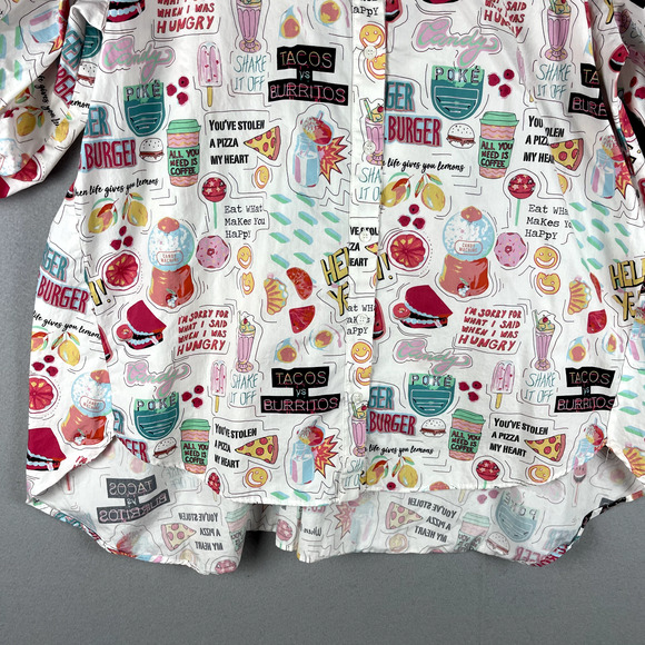 Zara Graphic Print Tunic Top Womens Small Oversized Balloon Sleeve Colorful Art - Picture 3 of 13